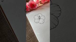 Easy hibiscus flower drawing ️ #shortsviral #arttherapy #learnart #stepbystep #drawingtutorial