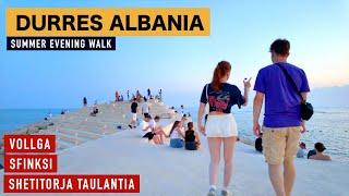 DURRES, ALBANIA ️ VOLLGA, SFINKSI  RELAXING WALKING TOUR  EVENING WALK NO COMMENT ASMR  [4K HDR]