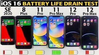 iOS 16 Battery Life DRAIN Test - SE 2020 vs 8 Plus vs 11 Pro vs 11 Pro Max vs 12 Pro vs 12 Pro Max