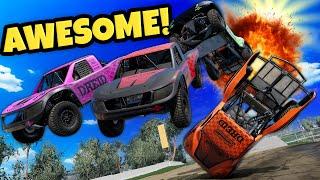 The Most CHAOTIC Trophy Truck Racing We've EVER Done in BeamNG Drive Mods!