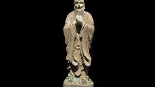 Chinese Antique Standing Confucius Wood Hand Carving Statue WK2879