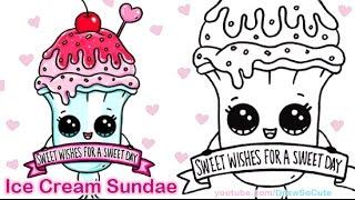 How to Draw an Ice Cream Sundae Float Cute step by step Sweet Dessert