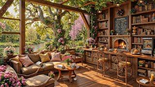 Cozy Spring Coffee Shop Ambience  Smooth Jazz Instrumental Music for Relaxing, Studying, Working