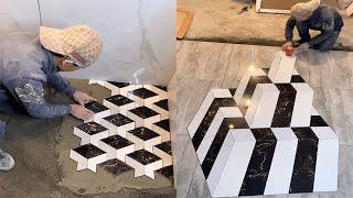 Young Man with great tiling skills -Great tiling skills -Great technique in construction PART 76