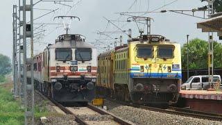 Dangerous HONKING Trains: WAP-4+WAP-5+WAP-7 with LHB & ICF Trains | Indian Railways