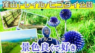 ヒゴタイ公園のトレイル3kmコース　全貌を紹介｜産山BBQトレイルのコースを紫タイツで走ってみた