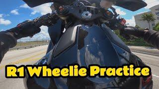 2023 Yamaha R1 Wheelie Practice - Hitting Balance Point