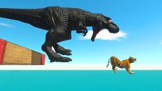 Bridge Jumping Challenge: Who Can Escape the Carnivorous Dinosaurs To Free The Giganotosaurus?