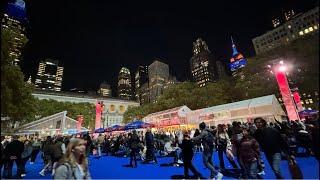 NYC LIVE Walk: Bryant Park Winter Village to West Village Friday Night via Midtown Manhattan Autumn