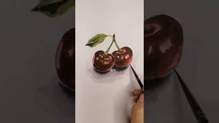 Drawing Realistic Cherry #fruit #shortvideo #cherry #colourful