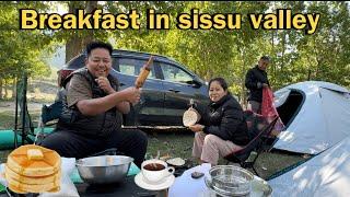 Having breakfast in sissu valley #camping️#triloknath #tibetan vlogger