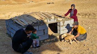 The story of love and humanity: Ibrahim and Soghara next to small puppies