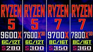 RYZEN 5 7600X3D vs RYZEN 5 9600X vs RYZEN 7 7800X3D vs RYZEN 7 9700X || PC GAMES BENCHMARK TEST ||