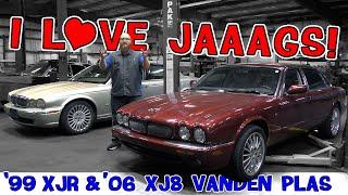 Gotta love a Jag! 2 absolutely beautiful Jaguars in CAR WIZARD's shop. '99 XJR & '06 XJ8 Vanden Plas