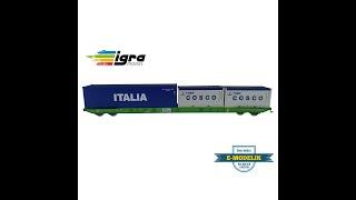 Wagon Platforma Sggnss SETG z kontenerami Italia , Cosco - Igra Model H0 1:87