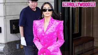 Kim Kardashian Turns Heads In Pink Balenciaga While Leaving Her Hotel For SNL Rehearsals In New York