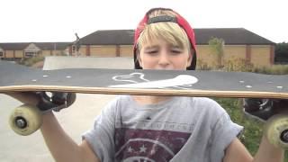 Skateboarder Schaeffer McLean tries out his new Boneless Skateboard.