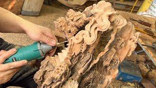 Wood Sculpture Art Village Small Landscape /  Woodworking