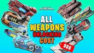 All Weapons UNLOCKING COST  | Purchasable With In-Game Currency | Mech Arena