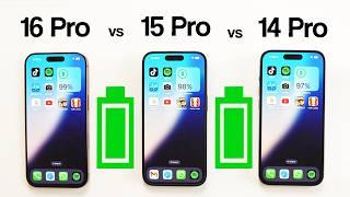 iPhone 16 Pro vs 15 Pro vs 14 Pro Battery Life DRAIN Test