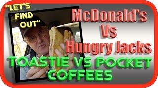 McDonalds vs Burger King (Hungry Jacks) | Ham & Cheese POCKET vs TOASTIE | COFFEE Comparison