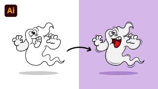 Adobe Illustrator Tutorial - Create a Cute Ghost Character from Sketch | Hiru Designs