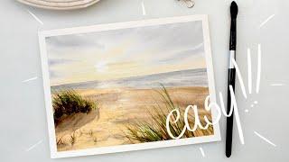 Watercolor sepia SEASCAPE - step by step landscape painting tutorial