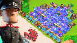 Boom Beach 3 MAX Damage Amplifiers vs Defending Hammerman