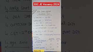 SSC JE Vacancy 2024 | SSC Junior Engineer Form Fill Up, Syllabus 2024 #sscje #ssc #shorts