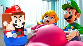 Peach is PREGNANT - Lego Mario enter the Nintendo Switch to help Peach! Mario Story