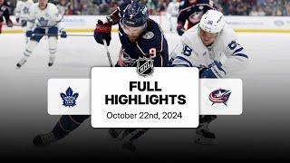 Maple Leafs at Blue Jackets | October 22, 2024 | NHL Full Game Highlights