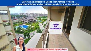 2BR (C615) Condo for Rent With Parking in Mulberry Place, Acacia  Estates Taguig