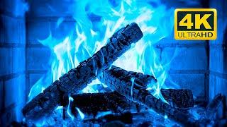  Halloween Fireplace 4K (12 HOURS). Blue Fireplace with Crackling Fire Sounds. Magic Fireplace