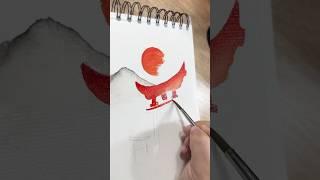 Simple yet MAGNIFICENT Torii gate | Japanese painting art #japanesepainting #japaneseart #watercolor