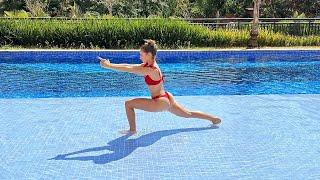 BIKINI YOGA BY THE POOL