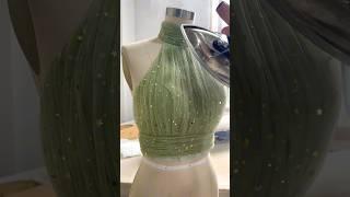 Making a halter mini sage green dress #sewing #fashion #dress #creative