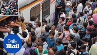 Train in Mumbai packed with commuters