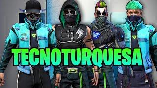 COMBINACIONES DE ROPA INSANAS CON LA SKIN TECNOTURQUESA  // OUTFITS INSANOS FF