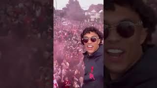 Trent Alexander-Arnold singing Dua Lipa one kiss with fans at Liverpool trophy parade  #LFC