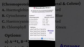 Matrix Match Type Biomolecules MCQ 3: