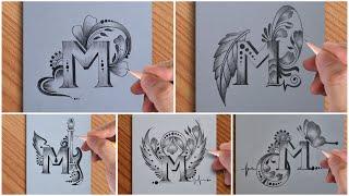 5 best tattoo drawing letter of M designs || simple and unique art video of M letter tattoo || osm