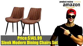 Buy TUKAILAi Faux Leather Dining Chairs Set of 2, Modern Linear Design Kitchen Chairs with