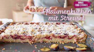 German plum cake with streusel - plum crumble sheet cake  - grandma's recipe