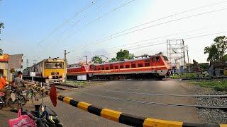 Perfect Train Crossing Twin Wap4 Monster Hauling Intercity Express & Bandel Local Crossing Rail Gate