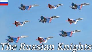 The Russian Knights Team Perform Aerobatic Maneuvers Sukhoi SU-30, SU-27, MiG-29