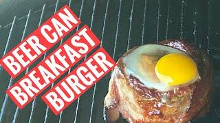 How to make a Beer Can Breakfast Burger | BBQ Pit Boys Review