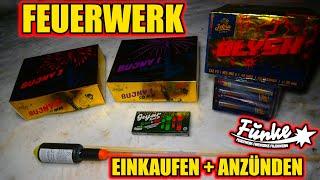 FEUERWERK EINKAUFEN + ANZÜNDEN | FUNKE STORE SLUBICE POLEN | ZINK RAKETE, F3 BATTERIE & 50MM ROHRE