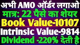 मात्र: 22 पैसे का शेयर | Book Value 10107 की | Intrinsic value 9814 की | Dividend 220% का | लुट लो