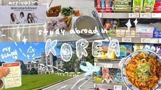 studying abroad in korea ️  | traveling across the world, settling in, grocery shopping, haul