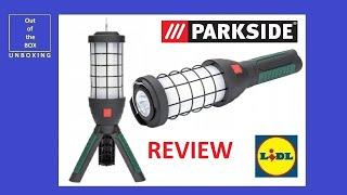 Parkside Cordless LED Work Light PAAD 2 A1 REVIEW (Lidl 0,55W 3.7V 1A 5V 50cm 6h 30000hours)